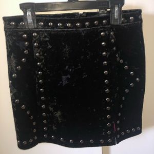 Black velvet studded skirt
